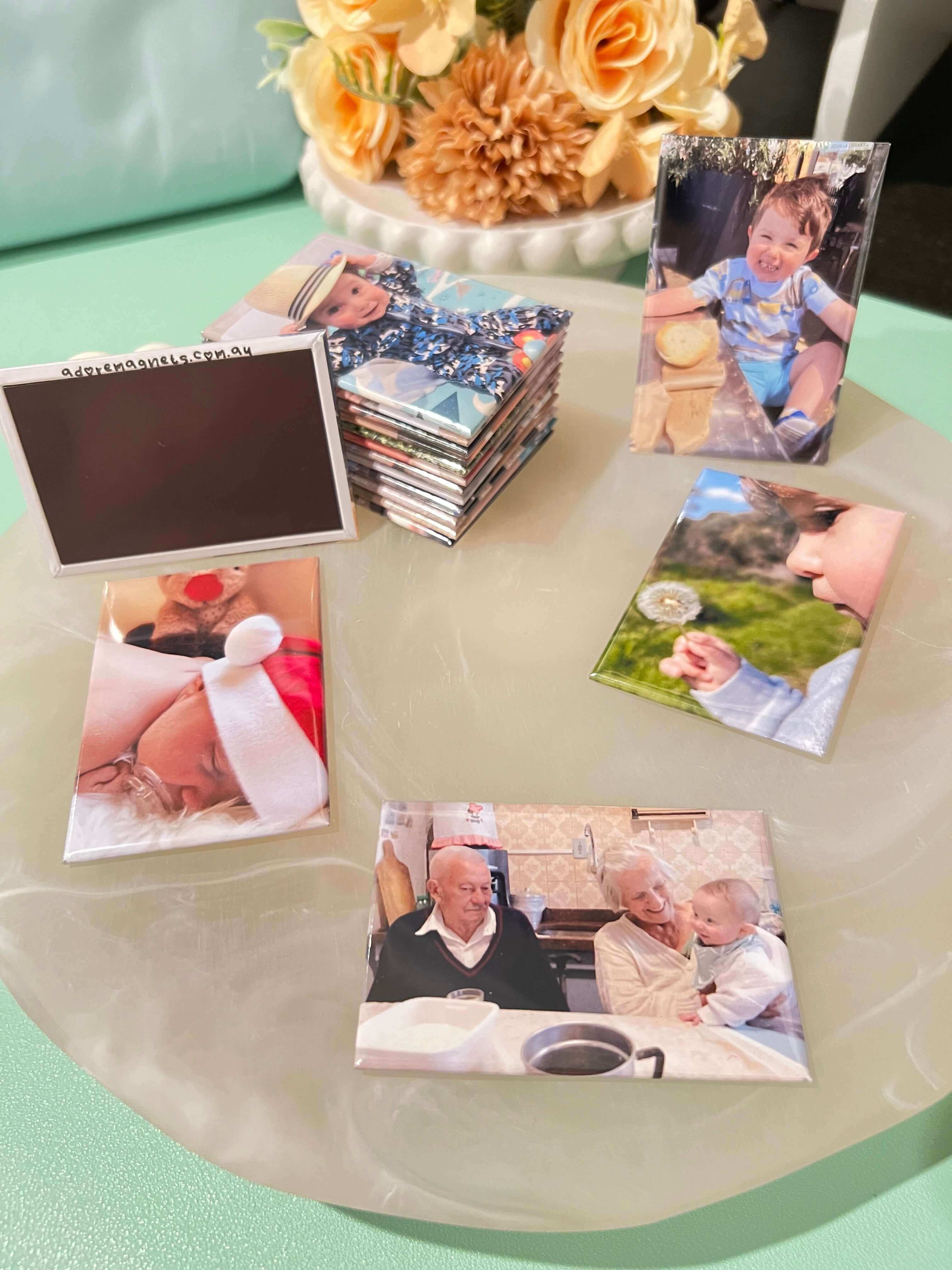 Custom rectangle photo magnets printed with your favourite pictures – perfect fridge photo magnets and unique personalised gifts