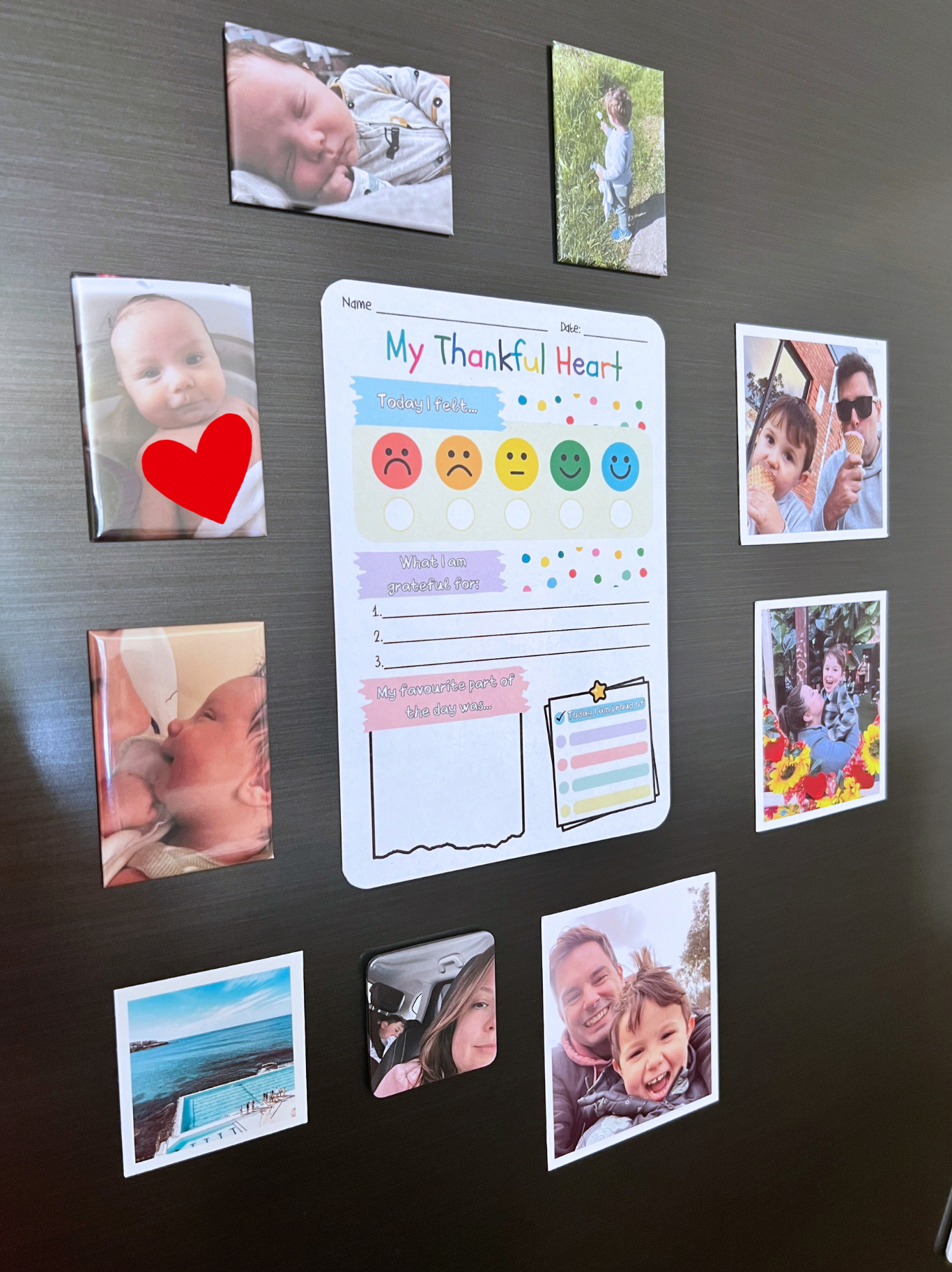 My Thankful Heart | Reusable Kids Gratitude Journal Magnet | Dry Erase Daily Feelings & Gratitude Chart