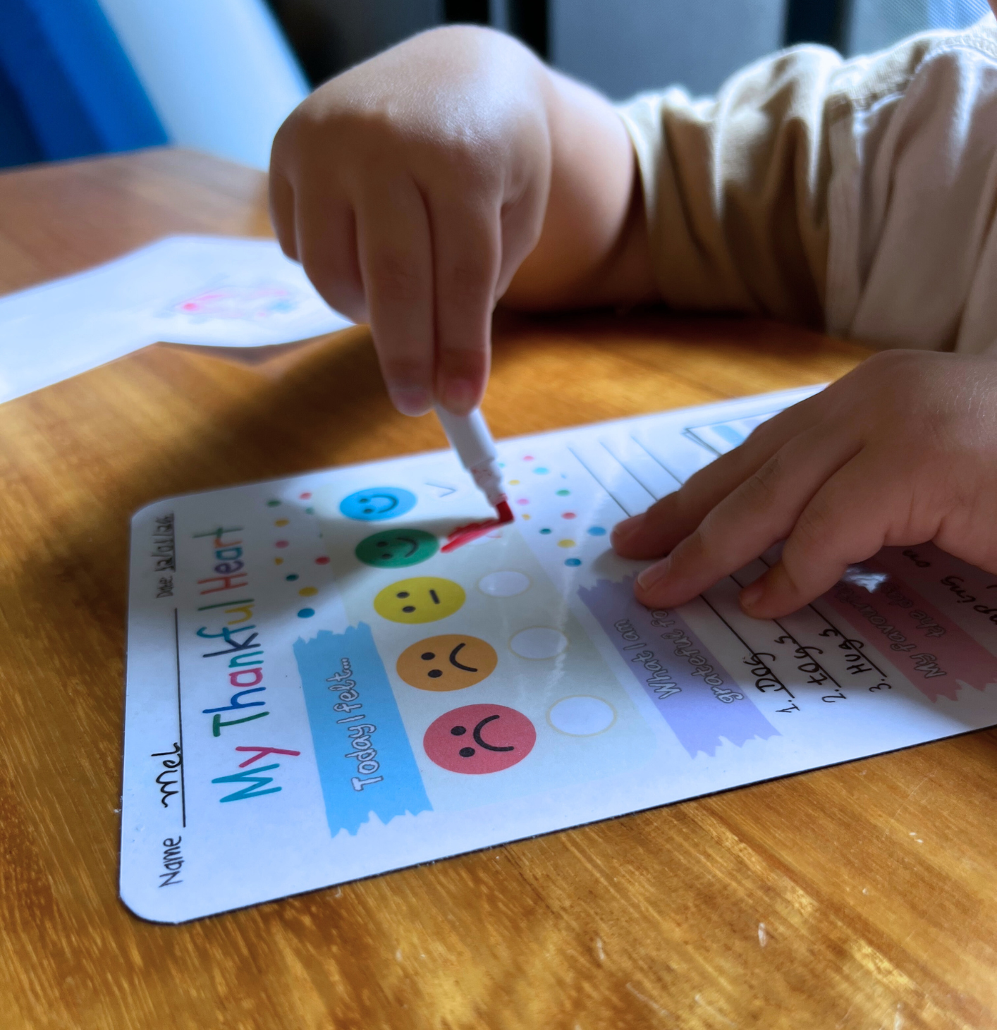 My Thankful Heart | Reusable Kids Gratitude Journal Magnet | Dry Erase Daily Feelings & Gratitude Chart