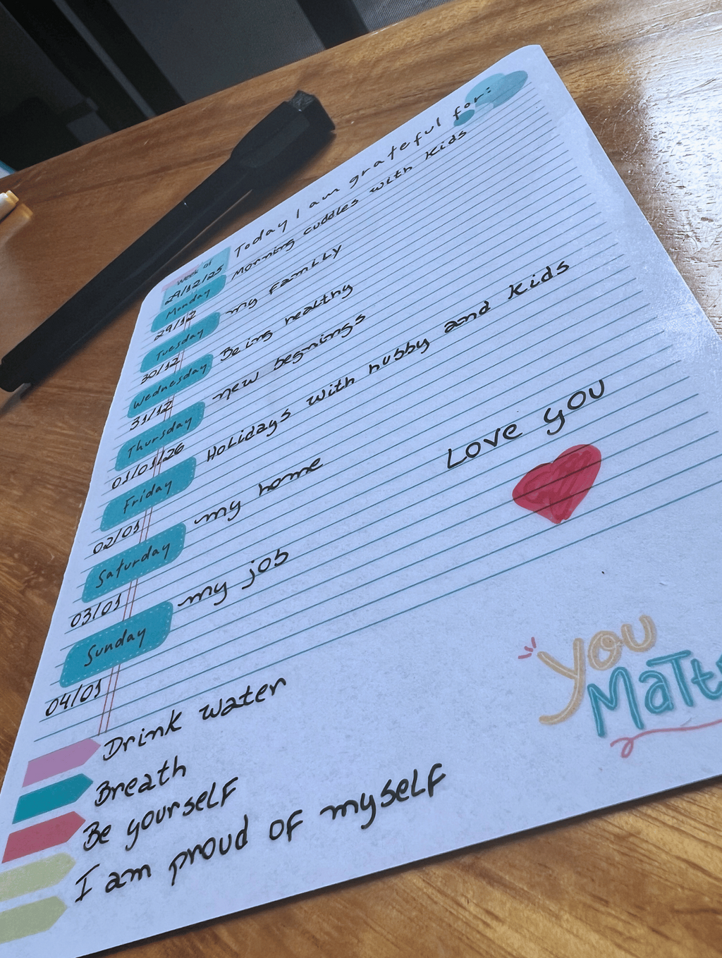 Weekly Gratitude Journal